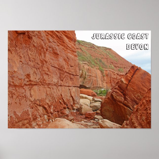 Jurassic Kusten red sten, Devon, England Poster (Framsidan)