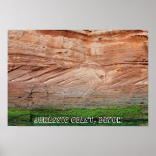 Jurassic Kusten red sten, Devon, England Poster