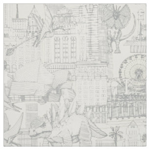 Jurassic LA toile silver pearl Tyg