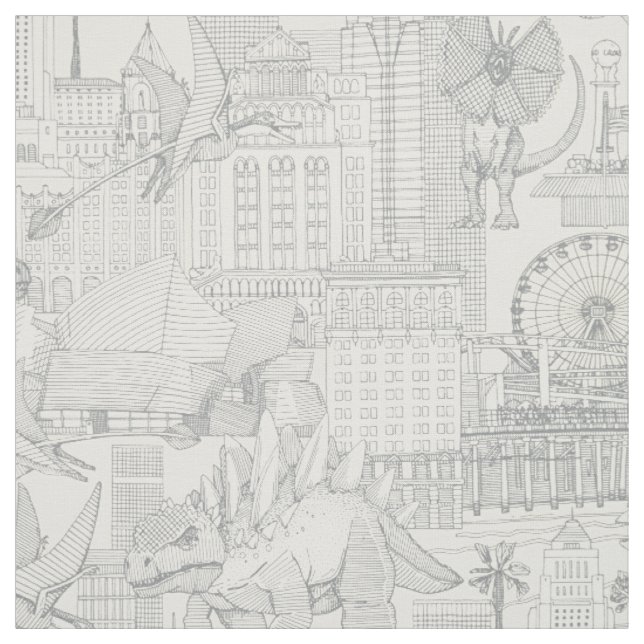 Jurassic LA toile silver pearl Tyg (Provkarta)