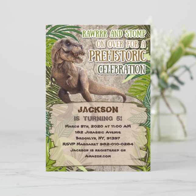 Jurassic Park Dinosaur Birthday Inbjudningar (Stående Fram)