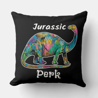 Jurassic Perk Färgglad Dinosaur Svart Kudde