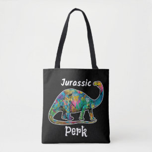 Jurassic Perk Färgglad Dinosaur Svart Tygkasse
