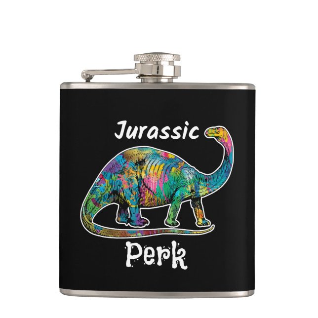 Jurassic Perk Färgglad Dinosaurie Svart Fickplunta (Framsidan)