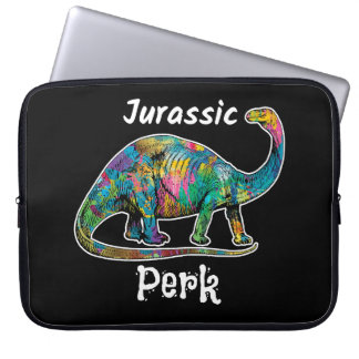 Jurassic Perk Färgglad Dinosaurie Svart Laptop Fodral