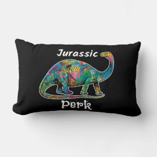 Jurassic Perk Färgglad Dinosaurie Svart Lumbarkudde