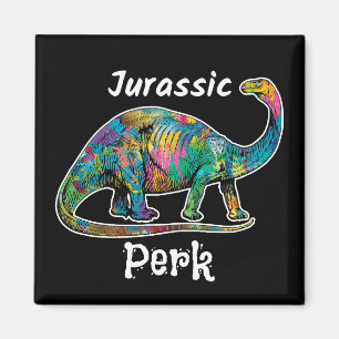 Jurassic Perk Färgglad Dinosaurie Svart Magnet