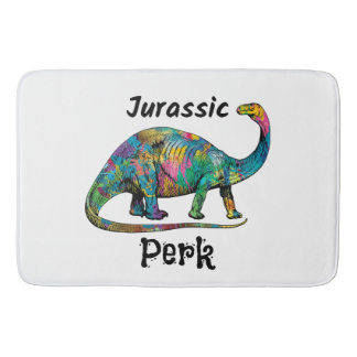 Jurassic Perk Färgglad Dinosaurie Vit Badrumsmatta