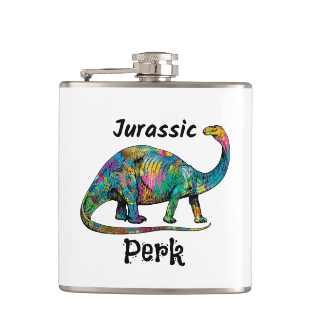 Jurassic Perk Färgglad Dinosaurie Vit Fickplunta (Framsidan)