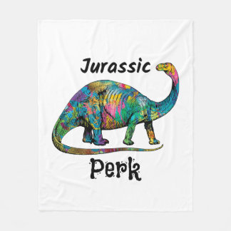 Jurassic Perk Färgglad Dinosaurie Vit Fleecefilt