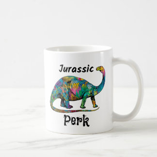 Jurassic Perk Färgglad Dinosaurie Vit Kaffemugg