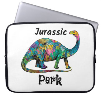 Jurassic Perk Färgglad Dinosaurie Vit Laptop Fodral