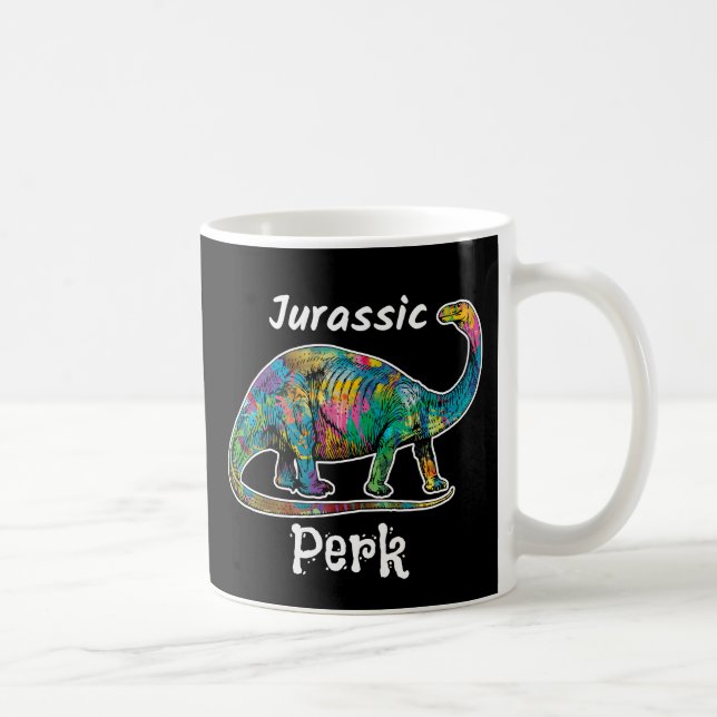 Jurassic Perk Färgglada Dinosaur Svart Kaffemugg (Höger)
