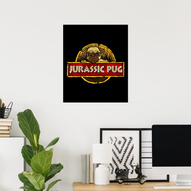 Jurassic Pug Poster (Hemmakontoret)