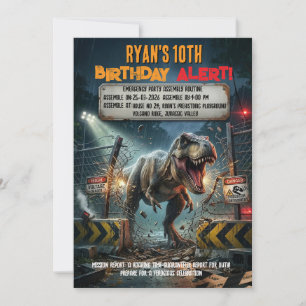 Jurassic T Rex Äventyrs 10-års födelsedagsfest Inbjudningar