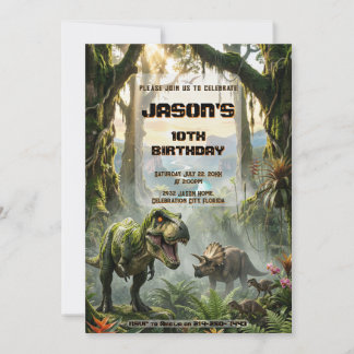 Jurassic T-Rex rytande äventyrsfödelsedag Inbjudningar