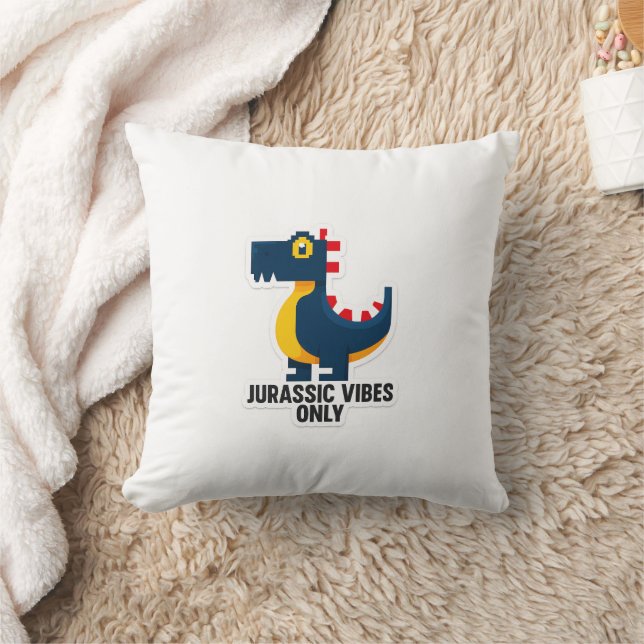 🦖 Jurassic Vibes Only – Dino Throw Pillow 🛋️✨ Kudde (Filt)