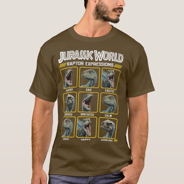 Jurassic World Two Blue Raptor Epression T Shirt (Framsida)