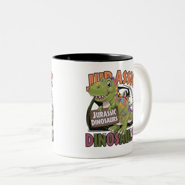 jurassisk dinosaur Två-Tonad mugg (Framsida höger)