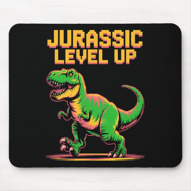 Juric Level Up Pixel Dinosaur Födelsedag Gamer  Musmatta (Framsidan)
