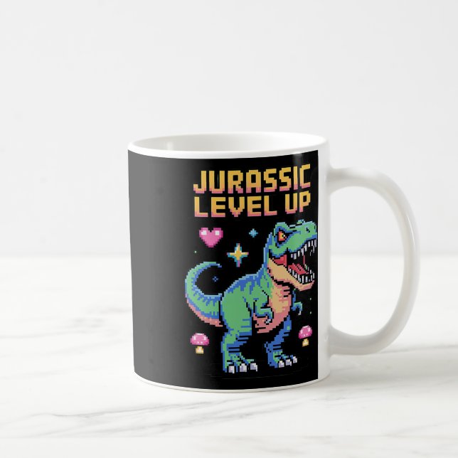 Juric Level Up Pixel Dinosaur Retro Gamer 1  Kaffemugg (Höger)
