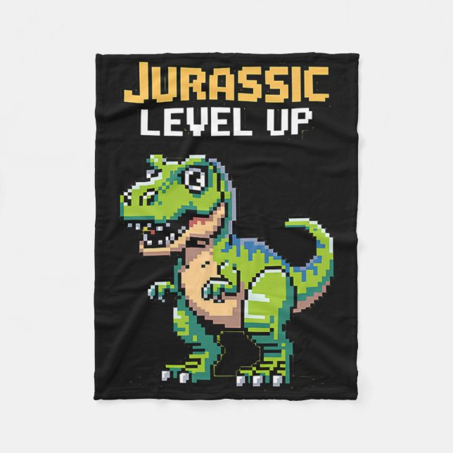Juric Level Up Pixel Dinosaur Retro Gamer  Fleecefilt (Framsidan)