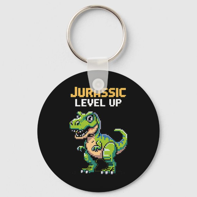 Juric Level Up Pixel Dinosaur Retro Gamer  Nyckelring (Framsida)