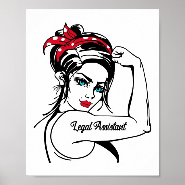 Juridisk assistent Rosie the Riveter Pin Up Poster (Framsidan)