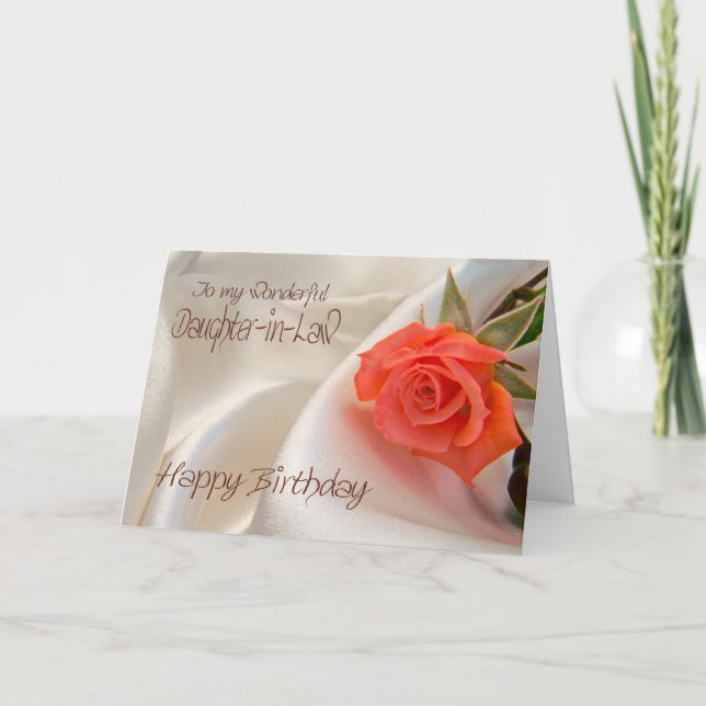 Juridisk dotter, födelsedagskort med rosa ros kort (Framsida)