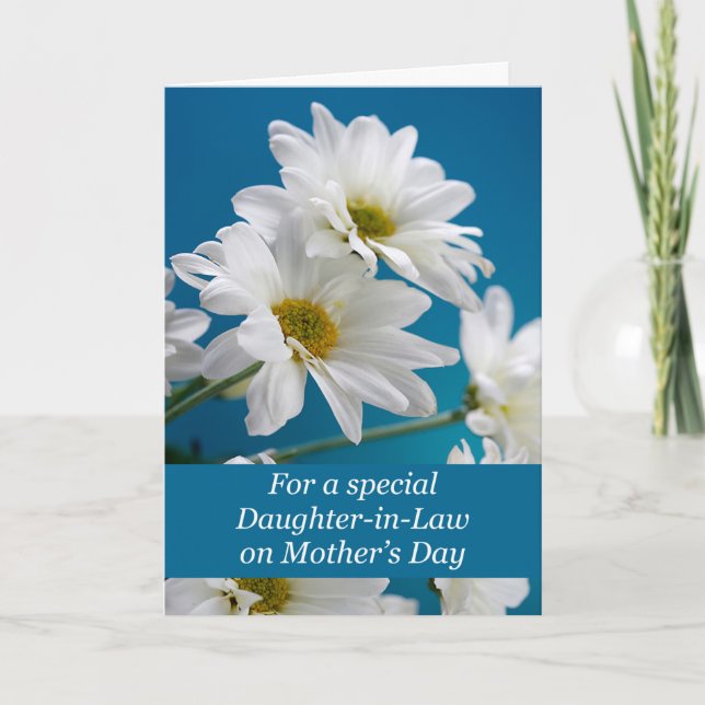 Juridisk dotter på Mors dag med vita Daisy Kort (Framsida)