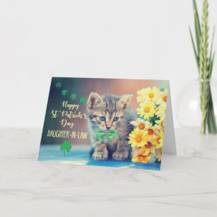 Juridisk dotter St. Patrick's Day Kitten w/ Daisie Kort