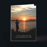 Juridisk födelsedag, Sunset Fishing Silhouette Kort<br><div class="desc">Önska din svärson i grattis på födelsedagen med detta vackra solnedgångskort. Mjukt silhuettfoto av en man som fiskar i det höga gräset vid stranden vid sol och kastar vackert färg bland molnen i himmel.</div>