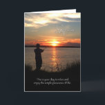 Juridisk födelsedag, Sunset Fishing Silhouette Kort<br><div class="desc">Önska din svärson i grattis på födelsedagen med detta vackra solnedgångskort. Mjukt silhuettfoto av en man som fiskar i det höga gräset vid stranden vid sol och kastar vackert färg bland molnen i himmel.</div>