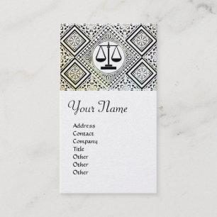 JURIDISKA BYRÅN, ATTORNEY DAMASK monogram White Pe Visitkort