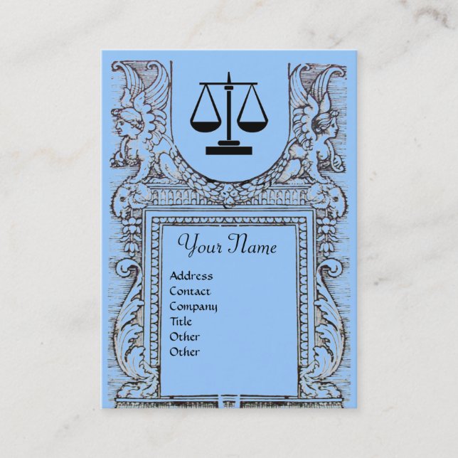 JURIDISKA BYRÅN, ATTORNEY Monogram, blå Visitkort (Framsida)