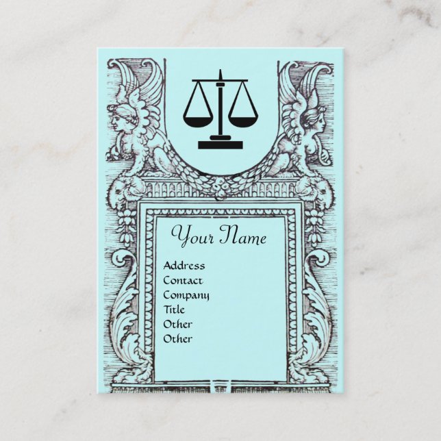 JURIDISKA BYRÅN, ATTORNEY Monogram, blå Visitkort (Framsida)