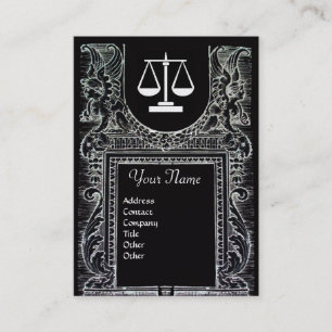 JURIDISKA BYRÅN, ATTORNEY Monogram Black White Pea Visitkort