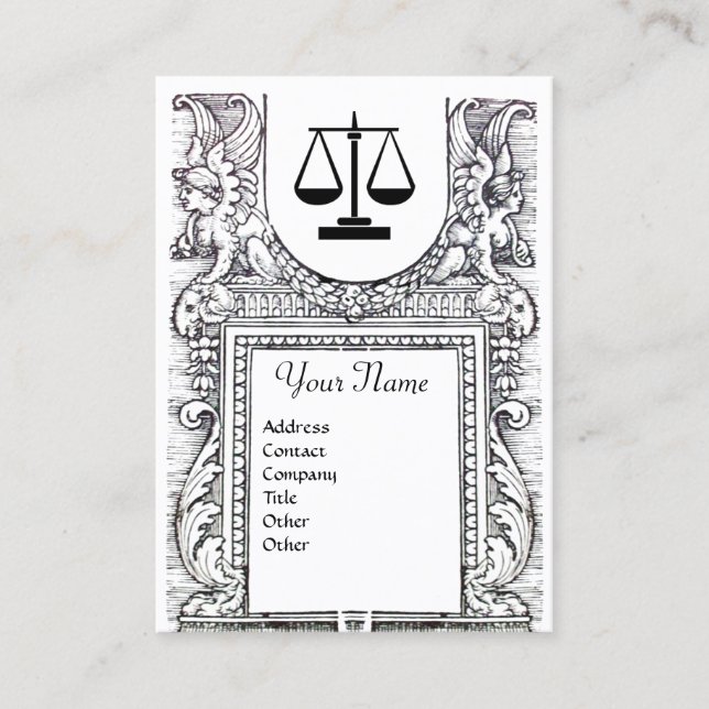 JURIDISKA BYRÅN, ATTORNEY Monogram Black White Visitkort (Framsida)