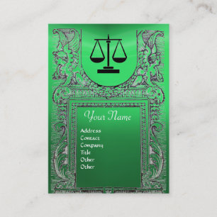 JURIDISKA BYRÅN, ATTORNEY Monogram-grönt Visitkort