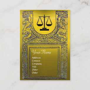 JURIDISKA BYRÅN, ATTORNEY Monogram-gult Visitkort
