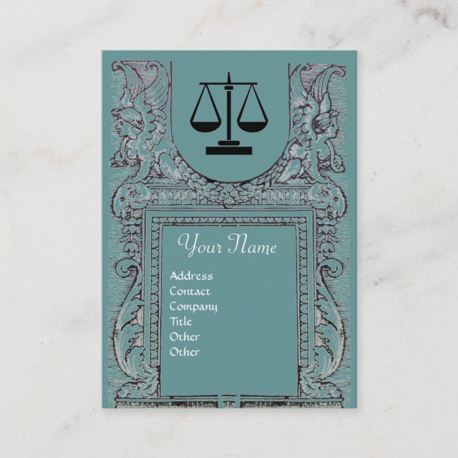 JURIDISKA KONTOR, ATTORNEY Monogram, blå grått Visitkort (Framsida)