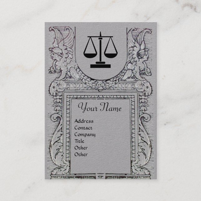 JURIDISKA KONTOR, ATTORNEY Monogram Grått Papper Visitkort (Framsida)