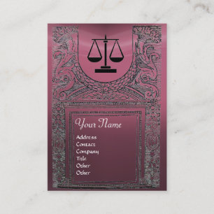 JURIDISKA KONTORET, ATTORNEY Monogram rosa lila Visitkort
