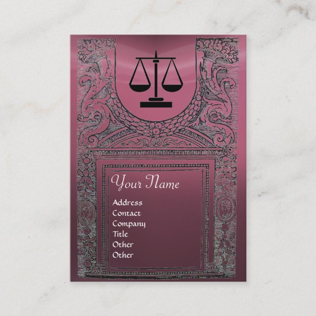 JURIDISKA KONTORET, ATTORNEY Monogram rosa lila Visitkort (Framsida)