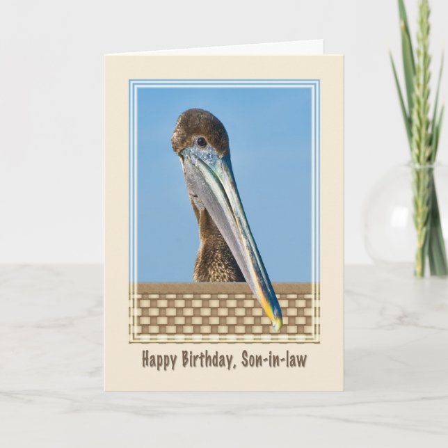 Juridiska son's Birthday Card with Brown Pelican Kort (Framsida)