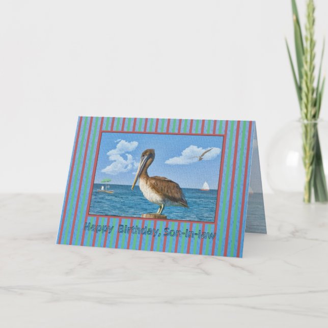 Juridiska son's Birthday Card with Brown Pelican Kort (Framsida)