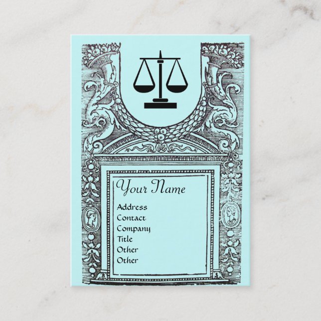 JURIDISKT KONTOR, ATTORNEY 2 Monogram, blått Visitkort (Framsida)