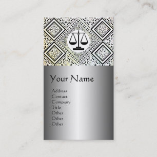 JURIDISKT KONTOR,ATTORNEY DAMASK Black Silver Plat Visitkort