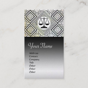 JURIDISKT KONTOR,ATTORNEY DAMASK Black White Pearl Visitkort