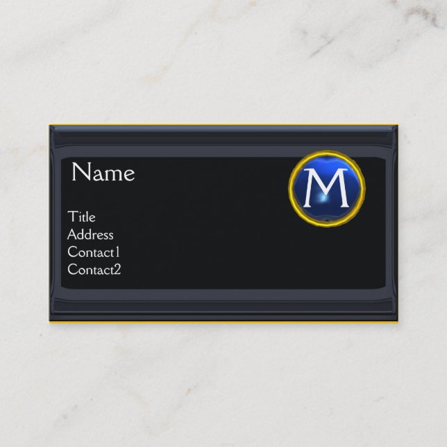JURIDISKT KONTOR,ATTORNEY Monogram svart sapphire Visitkort (Framsida)